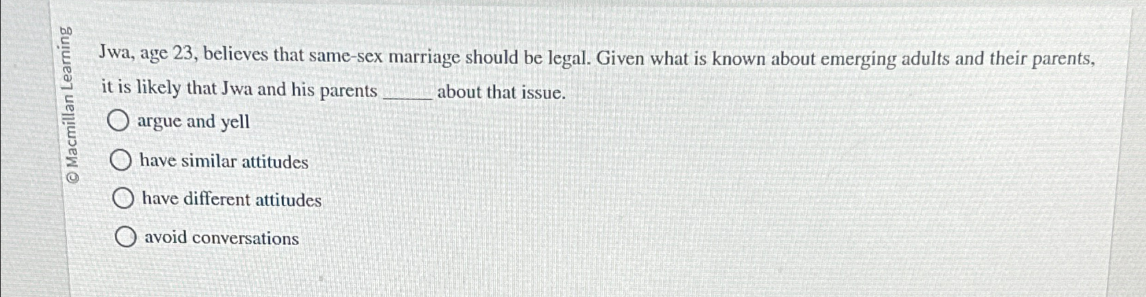 Solved Jwa Age Believes That Same Sex Marriage Should Chegg