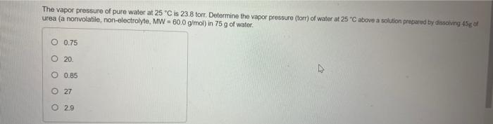 Solved The Vapor Pressure Of Pure Water At 25C Is 23 8 T