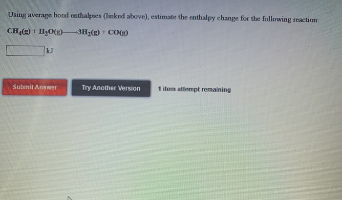 Solved Using Average Bond Enthalpies Linked Above Chegg