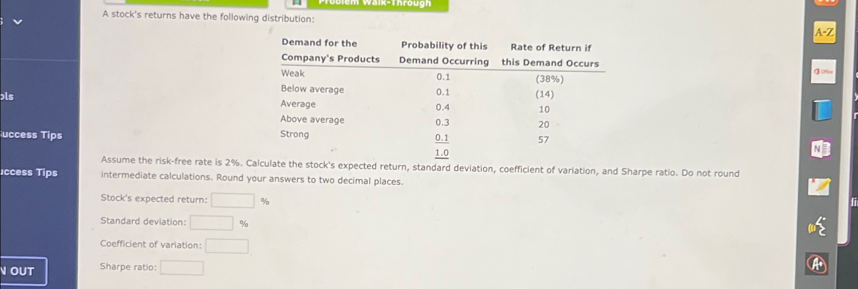 Solved A Stock S Returns Have The Following Chegg