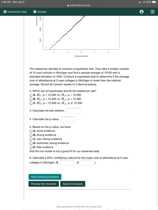 Solved Pm Mon Apr Aww Math Msu Edu Homework Chegg