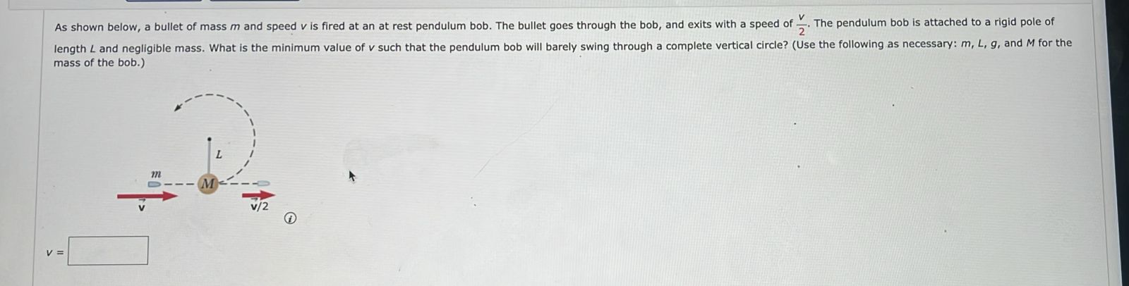 Solved As Shown Below A Bullet Of Mass M And Speed V Is Chegg