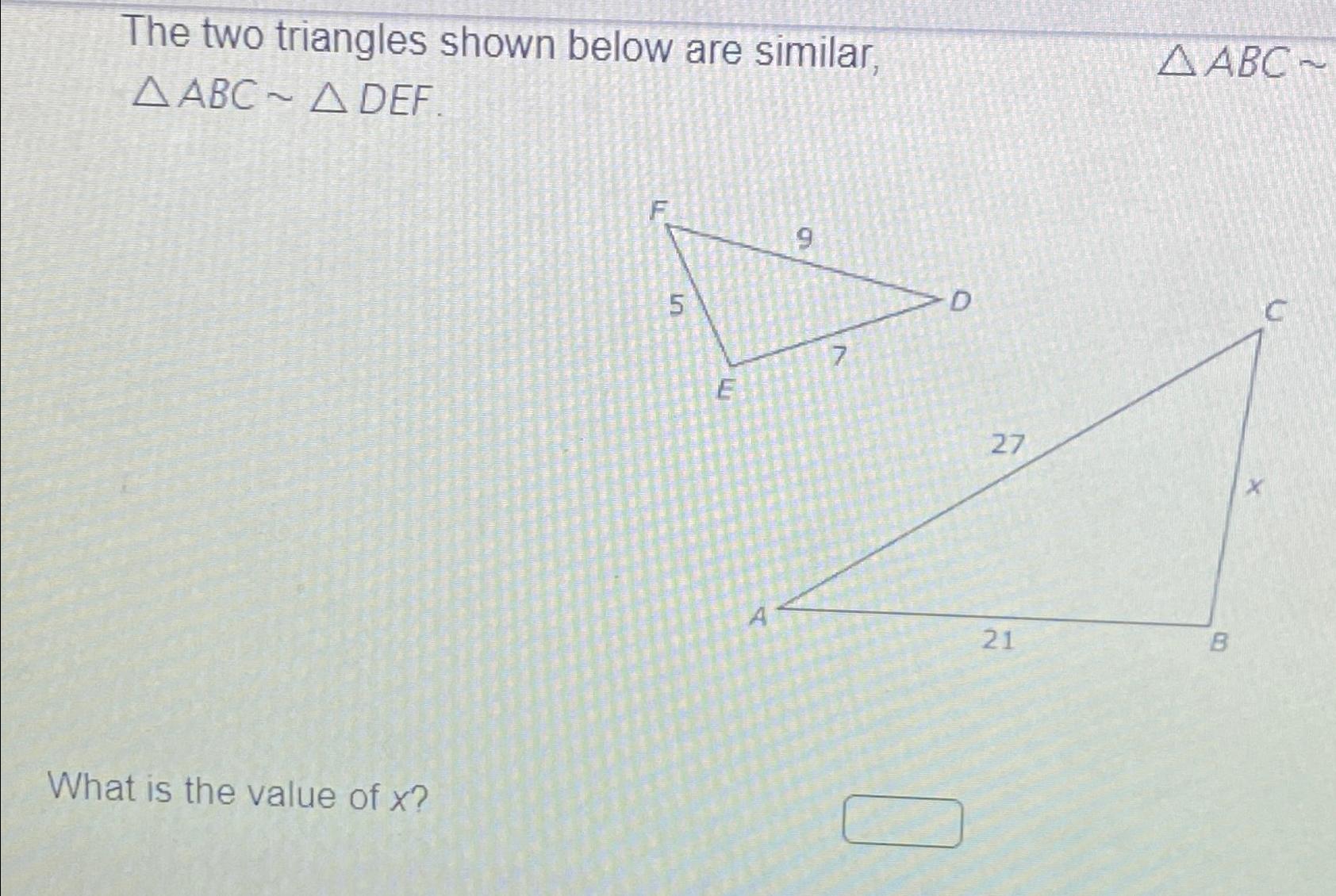 Solved The Two Triangles Shown Below Are Similar Chegg