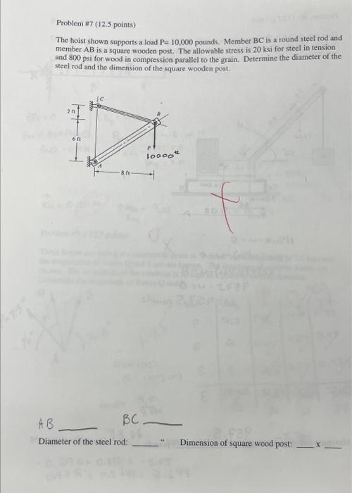 Solved The Hoist Shown Supports A Load P Pounds Chegg