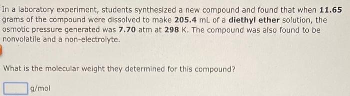 Solved The Nonvolatile Nonelectrolyte Chlorophyll Chegg