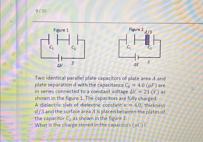 Solved Two Identical Parallel Plate Capacitors Of Plate Area Chegg