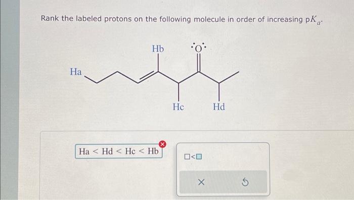 Solved Rank The Labeled Protons On The Following Molecule In Chegg