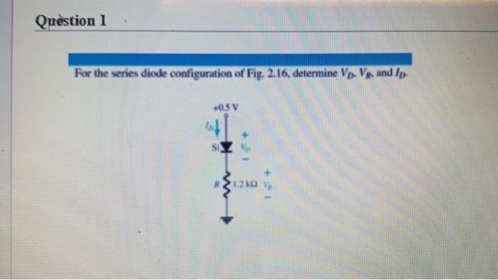 Solved For The Series Diode Configuration Of Fig 2 16 Chegg