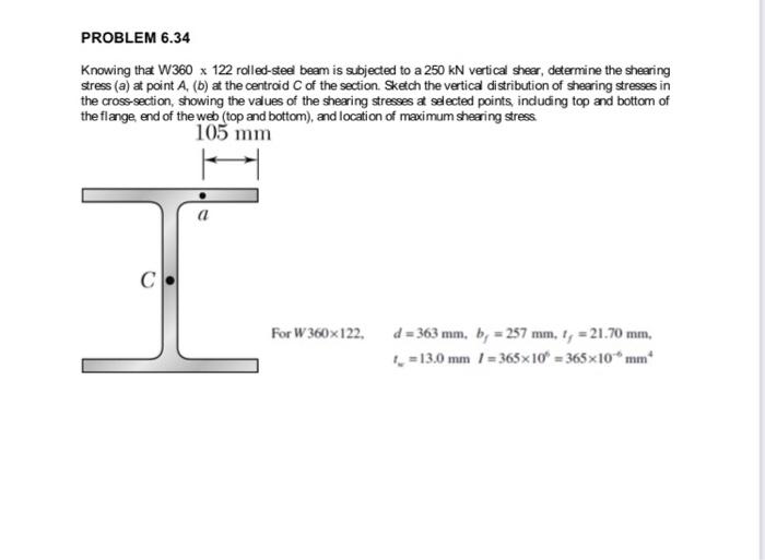 Solved PROBLEM 6 34 Knowing That W360 X 122 Rolled Steel Chegg