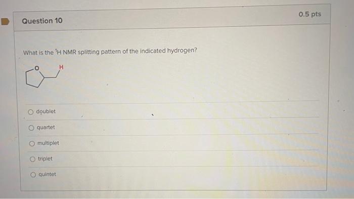 Solved What Is The H Nmr Splitting Pattern Of The Indicated Chegg