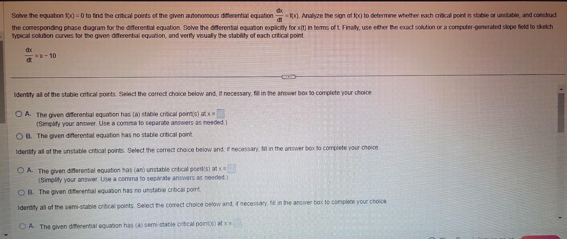 Solved Solve The Equation F X To Find The Critical Points Chegg