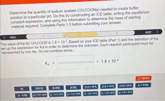 Solved Determine The Quantity Of Sodium Acetate CH3COONa Chegg