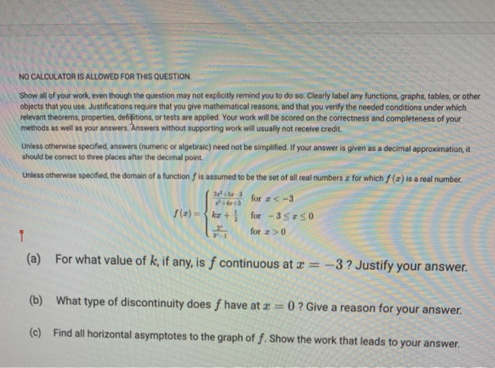 Solved NO CALCULATOR IS ALLOWED FOR THIS QUESTION Show All Chegg