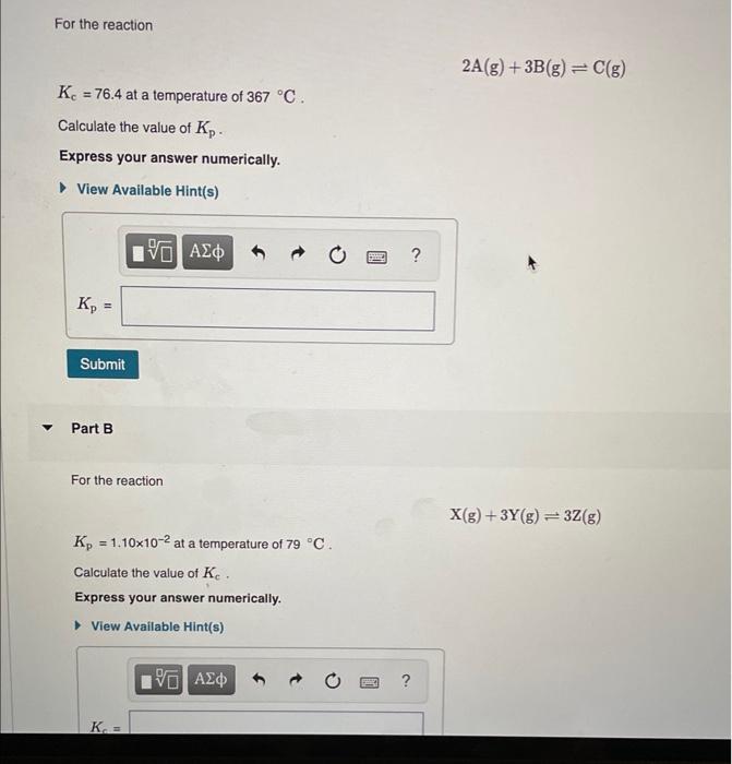 Solved The Equilibrium Constant Kc Is Calculated Using Chegg