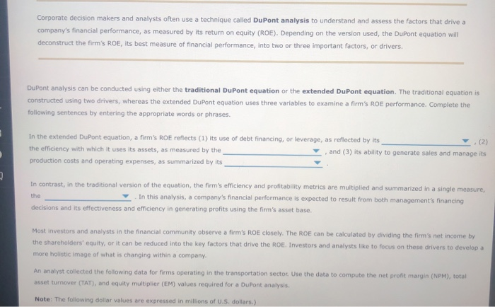 Solved Corporate Decision Makers And Analysts Often Use A Chegg