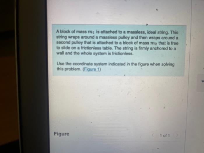 A Block Of Mass M1 Is Aftached To A Massless Ideal Chegg