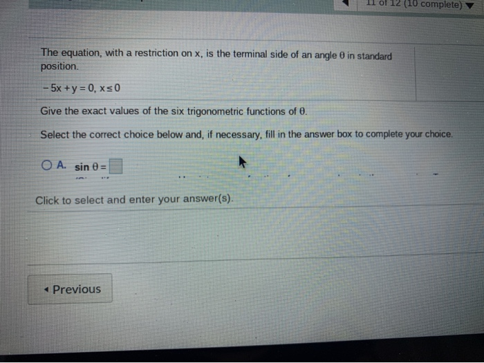 Solved Of Complete The Equation With A Restriction Chegg