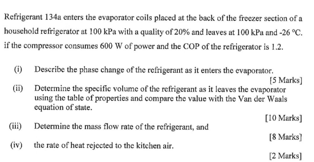 Solved Refrigerant 134a Enters The Evaporator Coils Placed Chegg