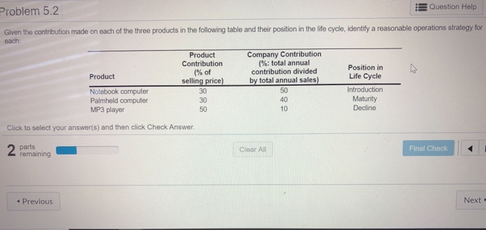 Solved Problem Question Help Given The Contribution Made Chegg