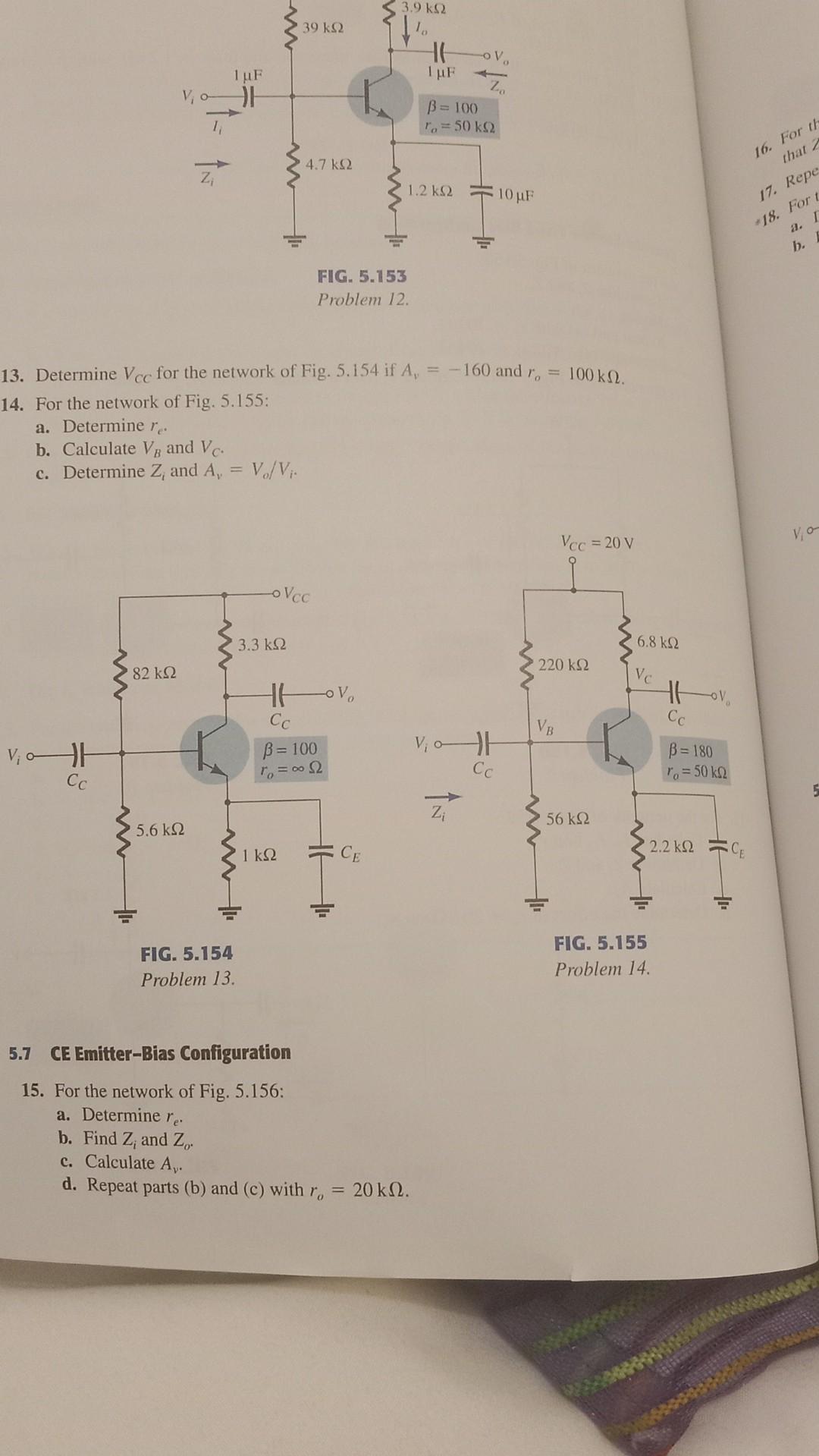 Solved 13 Determine VCC For The Network Of Fig 5 154 If Chegg