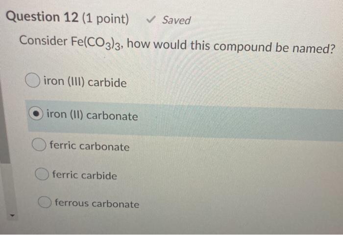 Solved Question Point Saved Consider Fe Co How Chegg