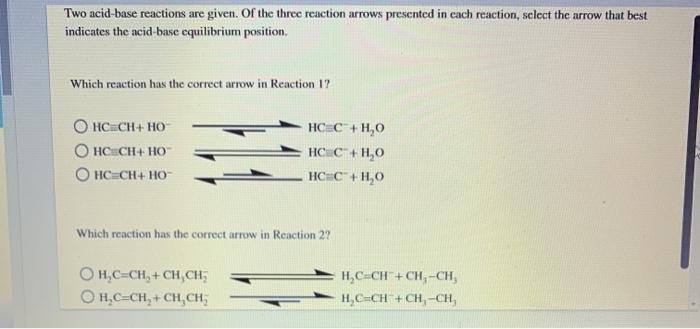 Solved Two Acid Base Reactions Are Given Of The Three Chegg