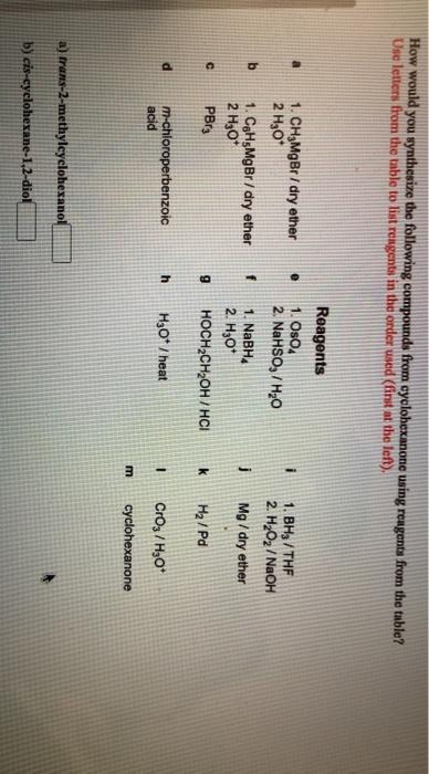 Solved How Would You Synthesize The Following Compounds From Chegg