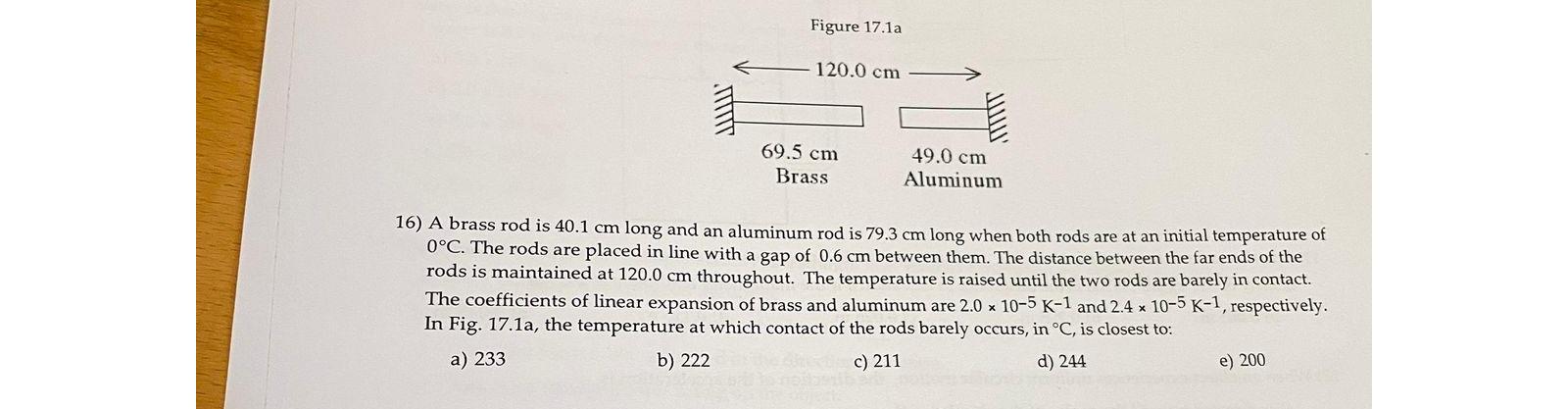 Solved A Brass Rod Is Cm Long And An Aluminum Rod Is Chegg