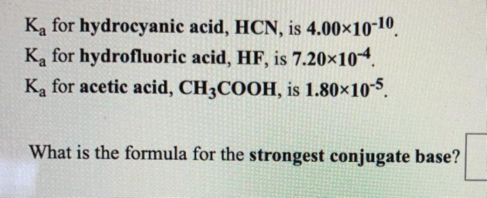 Solved K For Hydrocyanic Acid Hcn Is X K For Chegg