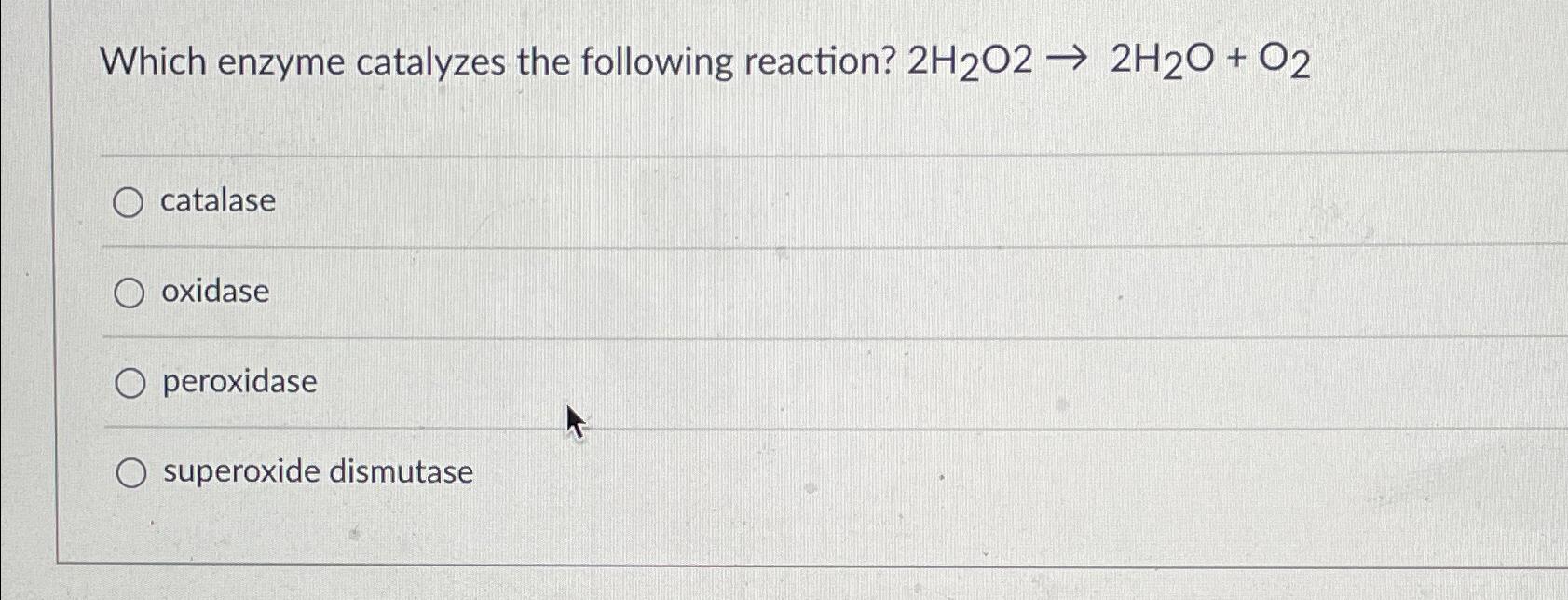 Solved Which Enzyme Catalyzes The Following Reaction Chegg