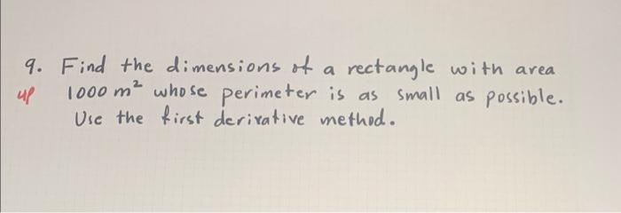 Solved Find The Dimensions Of A Rectangle With Area