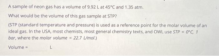 Solved A Sample Of Hydrogen Gas Occupies A Volume Of L Chegg