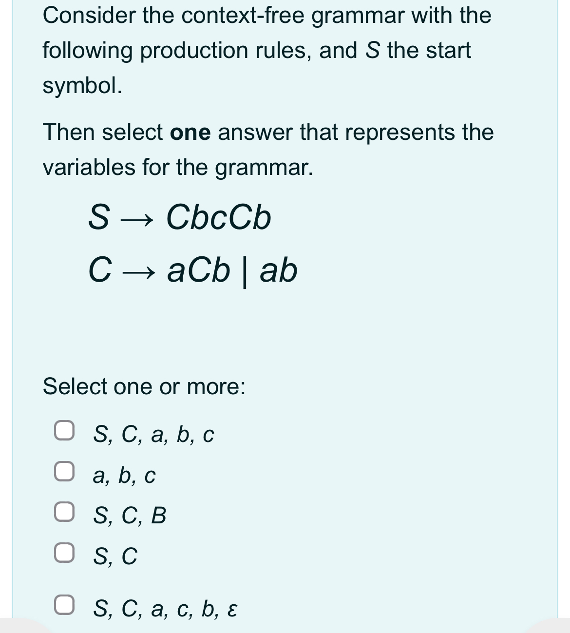 Solved Consider The Context Free Grammar With The Following Chegg