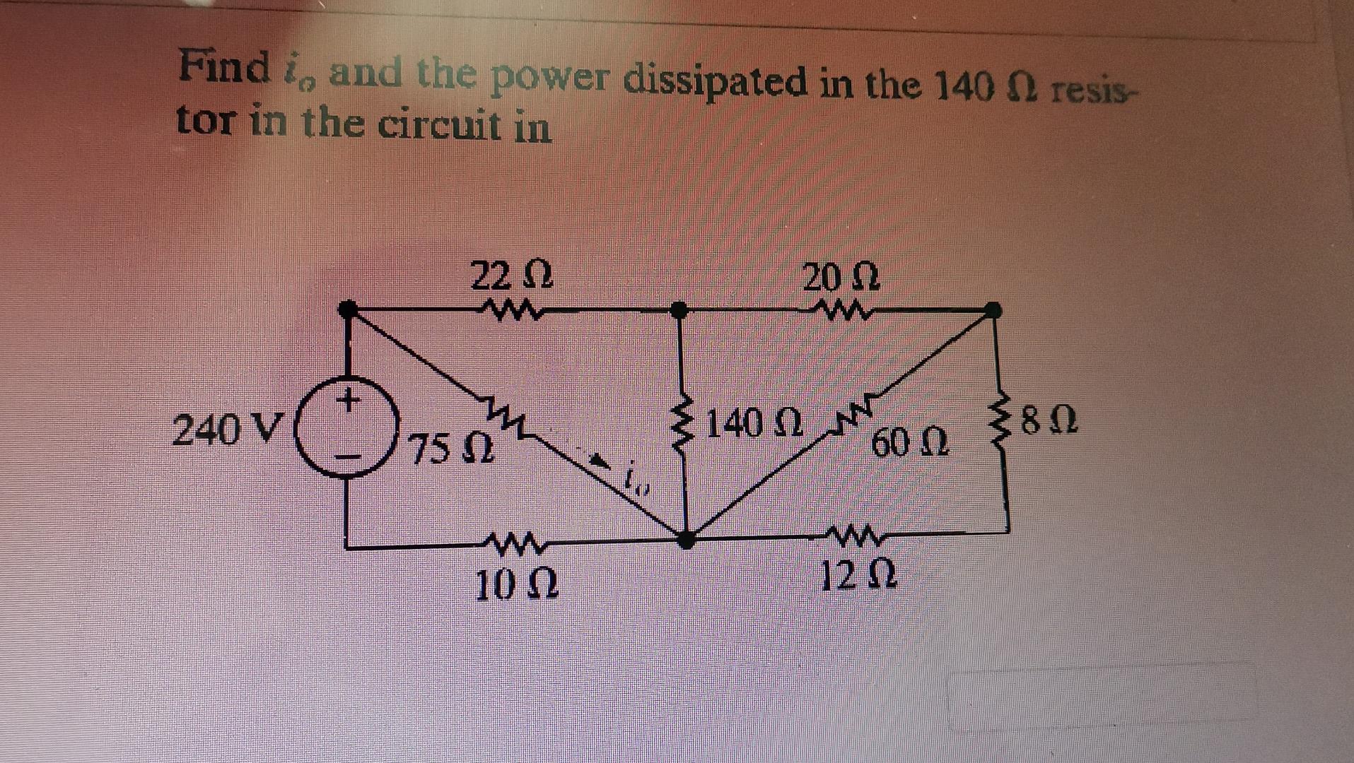 Solved Find I And The Power Dissipated In The Resis Chegg