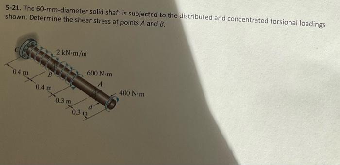 Solved 5 21 The 60 Mm Diameter Solid Shaft Is Subjected To Chegg