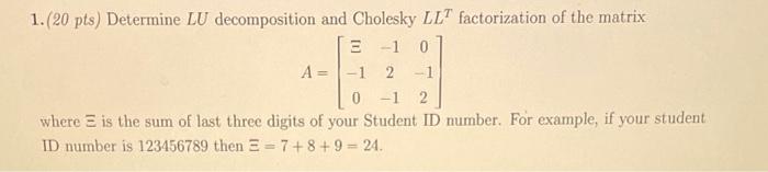 Solved Pts Determine Lu Decomposition And Cholesky Chegg