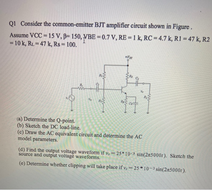 Solved Qi Consider The Common Emitter Bjt Amplifier Circuit Chegg