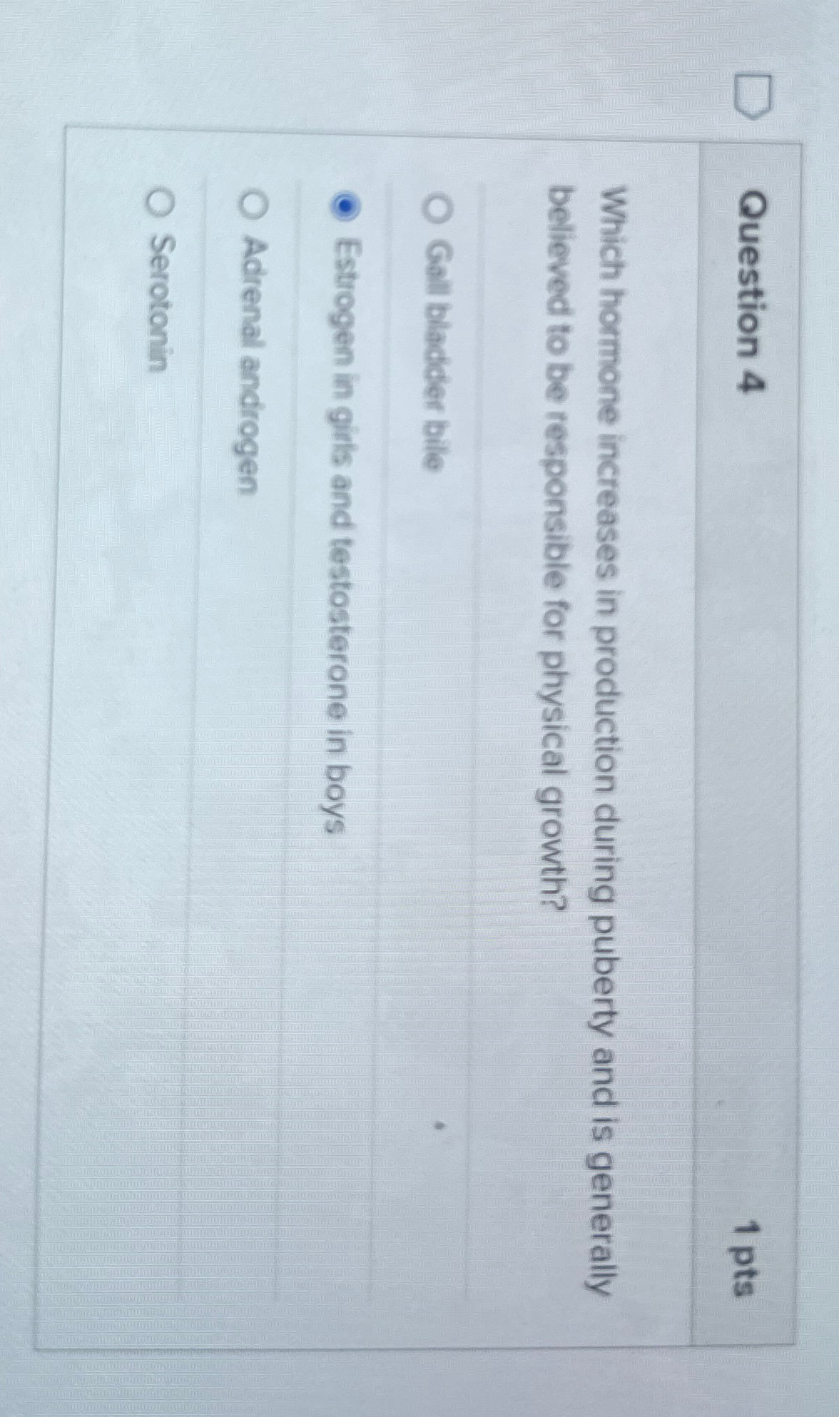 Solved Question 41 PtsWhich Hormone Increases In Production Chegg