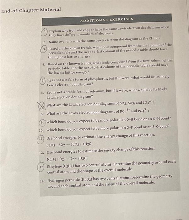 Solved End Of Chapter Material Additional Exercises Chegg