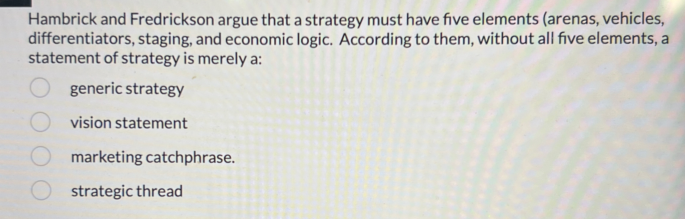 Solved Hambrick And Fredrickson Argue That A Strategy Must Chegg