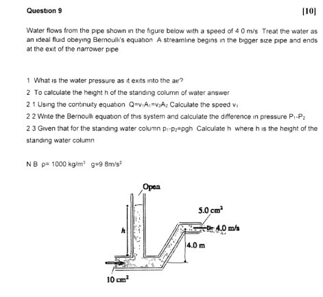 Solved Question Water Flows From The Pipe Shown In Chegg