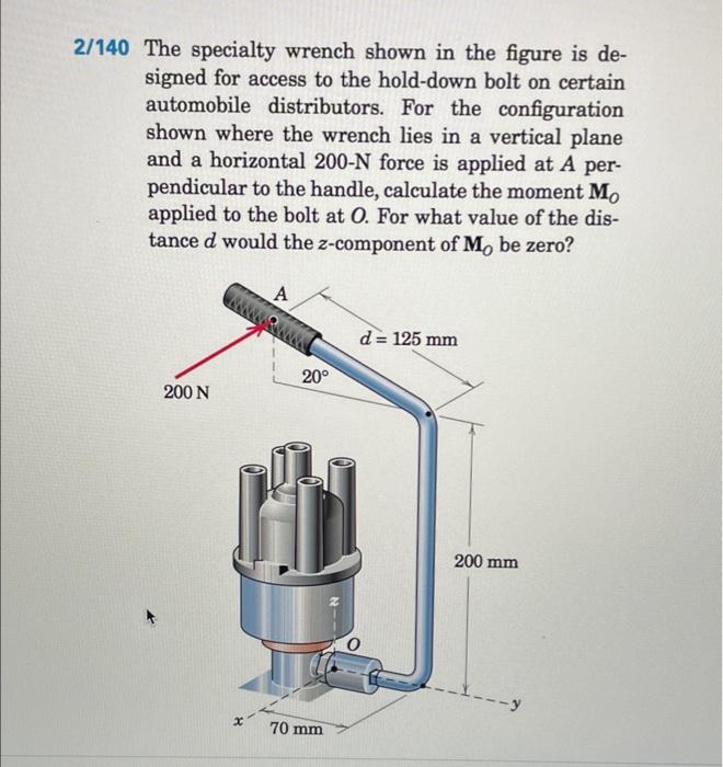 Solved The Specialty Wrench Shown In The Figure Is De Chegg