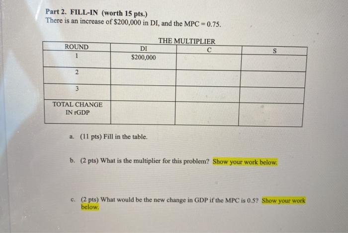 Solved Part 2 FILL IN Worth 15 Pts There Is An Increase Chegg