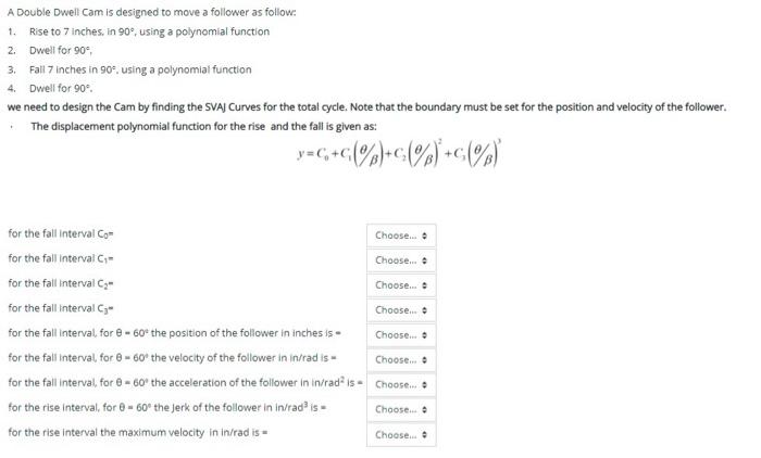 Solved A Double Dwell Cam Is Designed To Move A Follower As Chegg