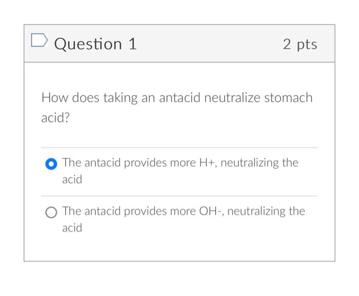 Solved Question Pts How Does Taking An Antacid Chegg