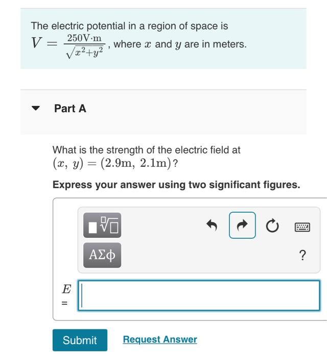 Solved The Electric Potential In A Region Of Space Is Chegg