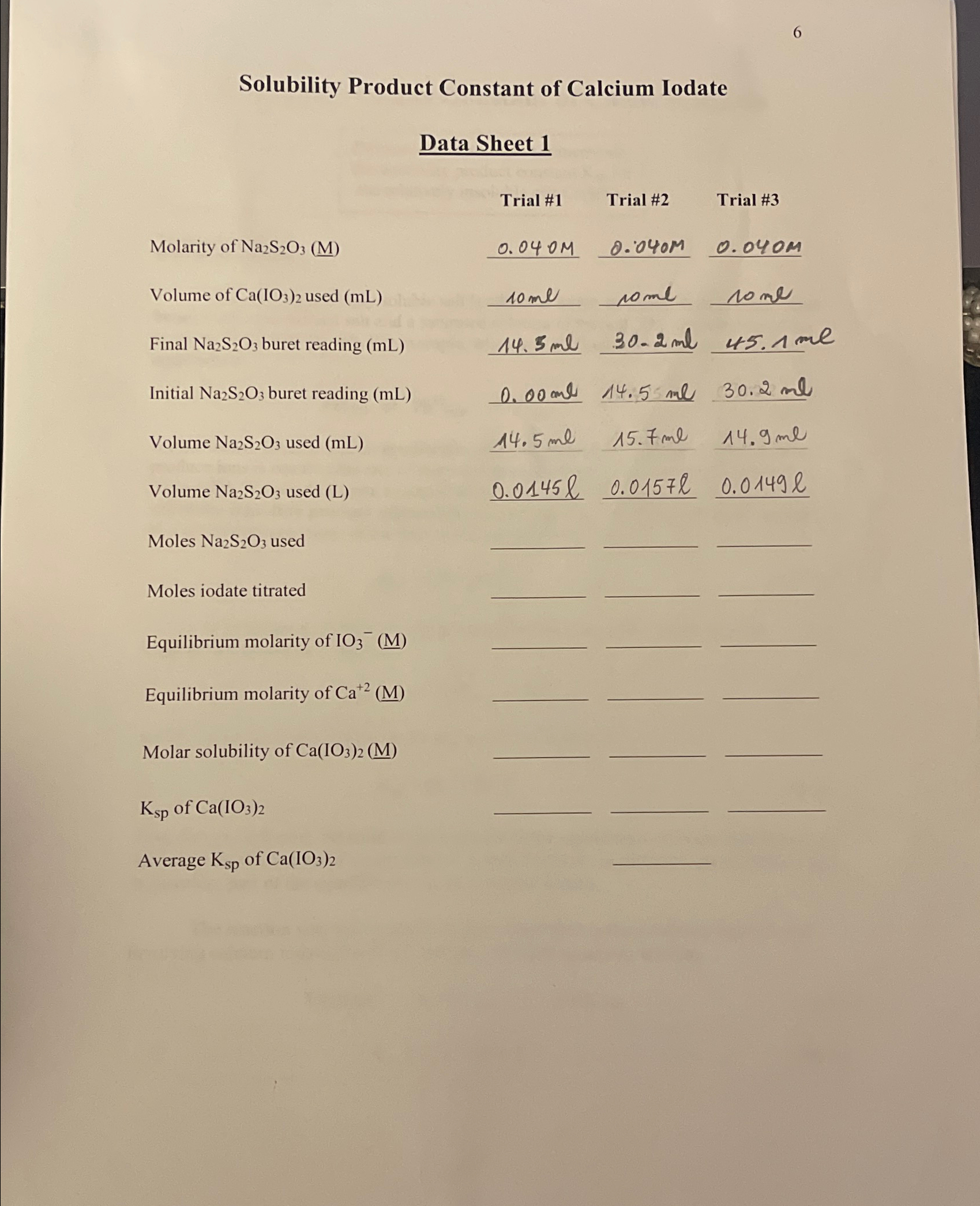 Solved Solubility Product Constant Of Calcium Iodatedata Chegg