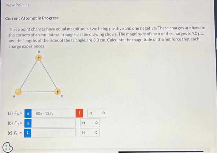 Solved Three Point Charges Have Equal Magnitudes Two Being Chegg