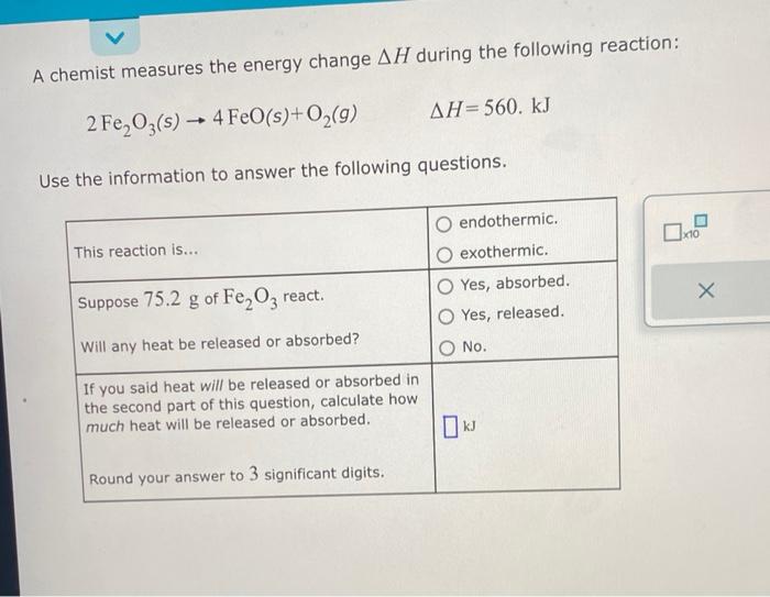 Solved A Chemist Measures The Energy Change H During The Chegg