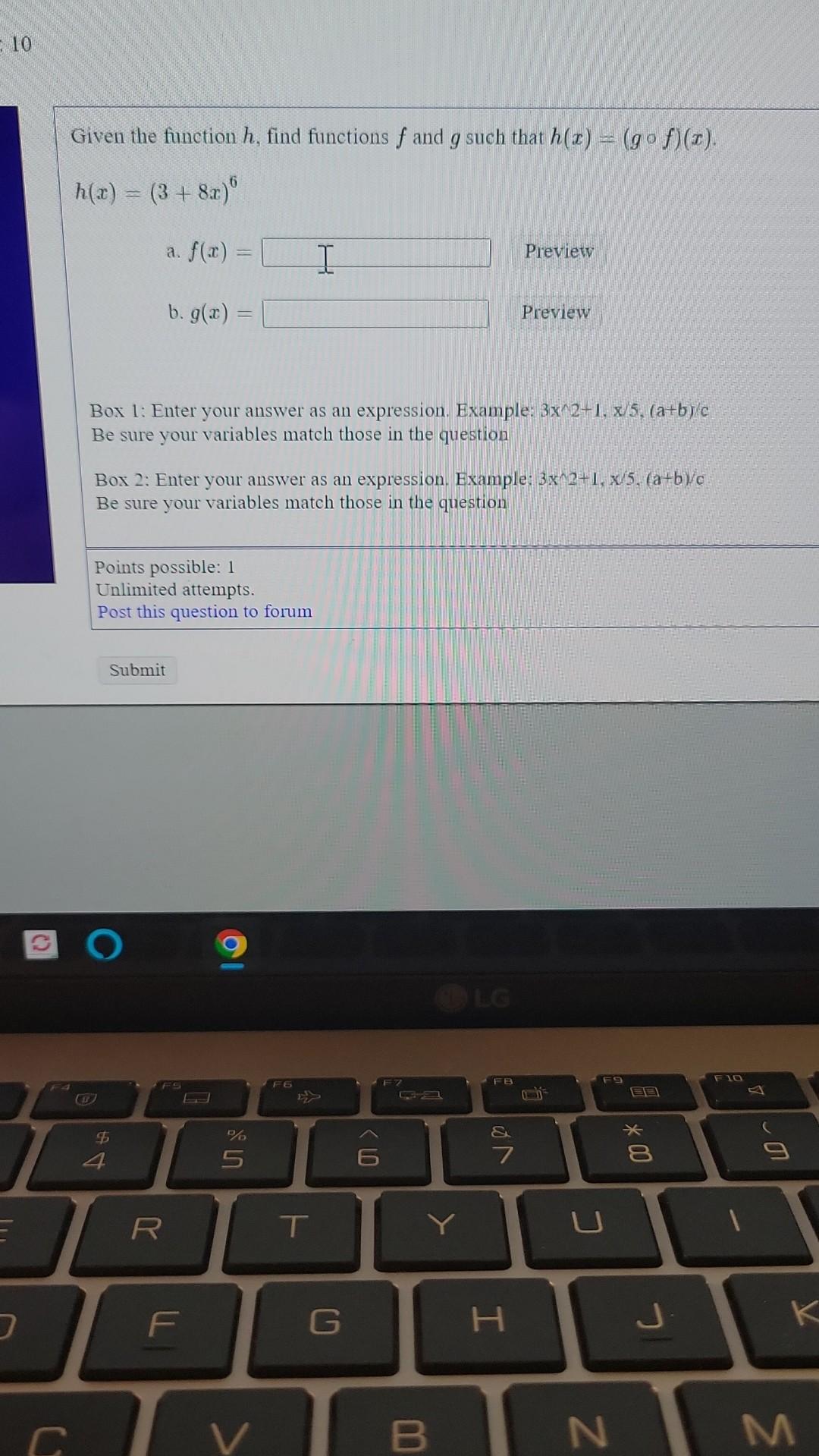 Solved Given The Function H Find Functions F And G Such Chegg